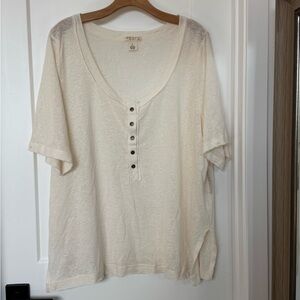 Festi by Torrid Cream Short Sleeved Henley